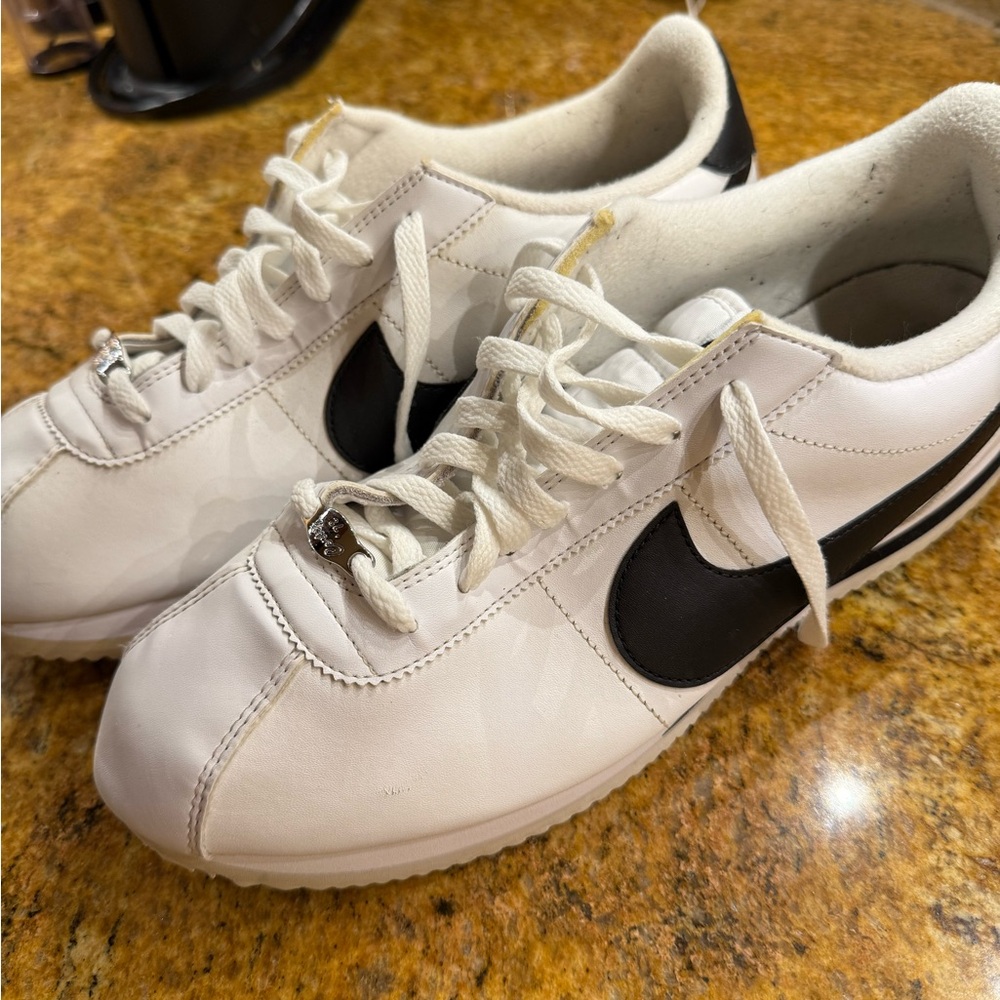 Nike White and Black Athletic Shoes leather